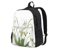 InOmak Peinture botanique à l'aquarelle d'une fleur de perce-neige blanche,Sac à dos à poches, sac à dos décontracté, sac d'école résistant à l'eau pour les voyages, la randonnée ou le camping