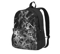 InOmak Pierre de marbre noir, argent et gris graphite,Sac à dos à poches, sac à dos décontracté, sac d'école résistant à l'eau pour les voyages, la randonnée ou le camping