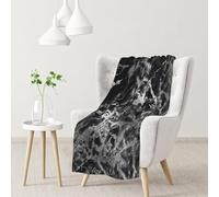 InOmak Pierre de marbre Noir, Argent, Graphite et Gris,Couverture Douce et Chaude en Flanelle Anti-Boulochage 76 x 102 cm