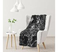 InOmak Pierre de marbre Noir, Argent, Graphite et Gris,Couverture Douce et Chaude en Flanelle Anti-Boulochage 76 x 102 cm