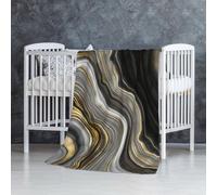 InOmak Pierre précieuse d'agate Noire et dorée Moderne,Couverture Douce et Chaude en Flanelle Anti-Boulochage 76 x 127 cm