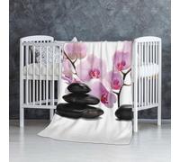 InOmak Pierres et orchidée Rose,Couverture Douce et Chaude en Flanelle Anti-Boulochage 76 x 127 cm