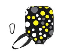 InOmak Pois Jaunes, Blancs et Noirs, Housse de Raquette de Pickleball - Étui Compatible avec Toutes Les Formes et Tailles de Raquettes