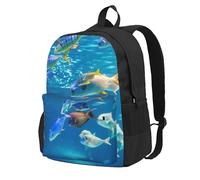 InOmak Poissons tropicaux sous-marins,Sac à dos à poches, sac à dos décontracté, sac d'école résistant à l'eau pour les voyages, la randonnée ou le camping
