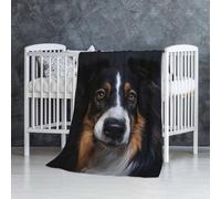 InOmak Portrait de Border Collie,Couverture Douce et Chaude en Flanelle Anti-Boulochage 76 x 127 cm