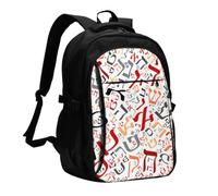 InOmak Poussière d'alphabet hébreu créatif, Sac à dos de voyage décontracté pour ordinateur portable avec port de chargement USB pour hommes et femmes