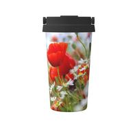 InOmak Prairie et fleurs de marguerites,Tasse à café portable de 500 ml en acier inoxydable, isotherme.