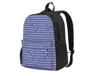InOmak Programmeur Code informatique binaire violet,Sac à dos à poches, sac à dos décontracté, sac d'école résistant à l'eau pour les voyages, la randonnée ou le camping