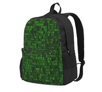 InOmak Programmeur de code informatique décimal vert,Sac à dos à poches, sac à dos décontracté, sac d'école résistant à l'eau pour les voyages, la randonnée ou le camping