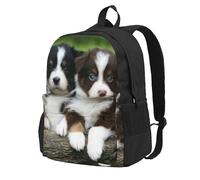 InOmak Quatuor de petits chiots Berger Australien,Sac à dos à poches, sac à dos décontracté, sac d'école résistant à l'eau pour les voyages, la randonnée ou le camping