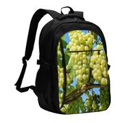 InOmak Raisins Fruit Vigne Vigne Vinification, Sac à dos de voyage décontracté pour ordinateur portable avec port de chargement USB pour hommes et femmes