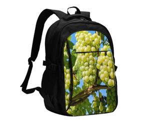 InOmak Raisins Fruit Vigne Vigne Vinification, Sac à dos de voyage décontracté pour ordinateur portable avec port de chargement USB pour hommes et femmes