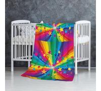 InOmak Rayons de confettis Arc-en-Ciel et étoiles,Couverture Douce et Chaude en Flanelle Anti-Boulochage 76 x 127 cm