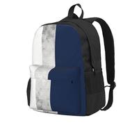 InOmak Rayures élégantes en imitation argent, bleu marine et blanc,Sac à dos à poches, sac à dos décontracté, sac d'école résistant à l'eau pour les voyages, la randonnée ou le camping