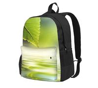 InOmak Reflets d'une feuille verte dans l'eau de la rivière,Sac à dos à poches, sac à dos décontracté, sac d'école résistant à l'eau pour les voyages, la randonnée ou le camping