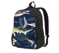 InOmak Requin Baleine Vie marine,Sac à dos à poches, sac à dos décontracté, sac d'école résistant à l'eau pour les voyages, la randonnée ou le camping