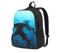 InOmak Requins-marteaux imprimés,Sac à dos à poches, sac à dos décontracté, sac d'école résistant à l'eau pour les voyages, la randonnée ou le camping