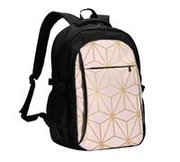 InOmak Rose doré métallisé astral, Sac à dos de voyage décontracté pour ordinateur portable avec port de chargement USB pour hommes et femmes