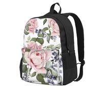 InOmak Rose rose épanouie,Sac à dos à poches, sac à dos décontracté, sac d'école résistant à l'eau pour les voyages, la randonnée ou le camping