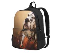 InOmak Setter anglais Automne Animaux de compagnie Chiots Anglais,Sac à dos à poches, sac à dos décontracté, sac d'école résistant à l'eau pour les voyages, la randonnée ou le camping