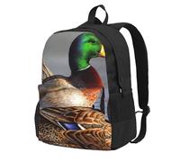 InOmak Tableau Canard sur l'eau,Sac à dos à poches, sac à dos décontracté, sac d'école résistant à l'eau pour les voyages, la randonnée ou le camping