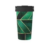 InOmak Taies d'oreiller vert émeraude à motif abstrait nature,Tasse à café portable de 500 ml en acier inoxydable, isotherme.