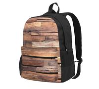 InOmak Texture des panneaux de bois pour murs et sols,Sac à dos à poches, sac à dos décontracté, sac d'école résistant à l'eau pour les voyages, la randonnée ou le camping