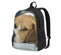 InOmak Un adorable chien beagle est allongé sur le sol,Sac à dos à poches, sac à dos décontracté, sac d'école résistant à l'eau pour les voyages, la randonnée ou le camping