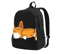InOmak Un adorable corgi qui dort,Sac à dos à poches, sac à dos décontracté, sac d'école résistant à l'eau pour les voyages, la randonnée ou le camping