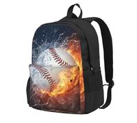 InOmak Une image d'une balle de baseball dans l'eau et le feu,Sac à dos à poches, sac à dos décontracté, sac d'école résistant à l'eau pour les voyages, la randonnée ou le camping