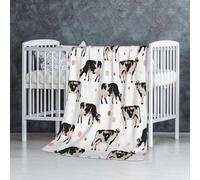 InOmak Vache tachetée de Lait Vache Noire,Couverture Douce et Chaude en Flanelle Anti-Boulochage 76 x 127 cm