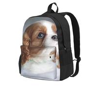 InOmak Visage de Cavalier King Charles Spaniel,Sac à dos à poches, sac à dos décontracté, sac d'école résistant à l'eau pour les voyages, la randonnée ou le camping