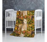 InOmak Westie Automne West Highland White Terrier Chiens,Couverture Douce et Chaude en Flanelle Anti-Boulochage 76 x 127 cm