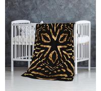 InOmak Zèbre Sauvage d'Afrique à Rayures Noires et dorées,Couverture Douce et Chaude en Flanelle Anti-Boulochage 76 x 127 cm