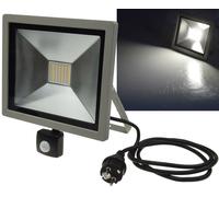 Projecteur LED extérieur avec détecteur de mouvement I IP44 résistant aux éclaboussures I UV et aux intempéries I 230 V I 1,5 m Câble avec fiche I Sensibilité réglable Interrupteur crépusculaire