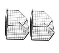 INOOMP 1 Ensemble Panier Mural de Rangement Multifonctionnel pour Fruits et Légumes de Cuisine Étagère Murale de Stockage pour Oignons et Ail Support de Cuisine Noir à Double