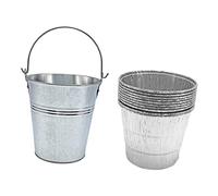 INOOMP 10 pièces Seau Récupérateur de Graisse Portable pour Barbecue avec Doublures Jetables Kit de Seau à Huile et Doublures pour Nettoyage Facile et Transport Pratique