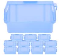INOOMP 12 Pièces Boîte de Rangement Compartimentée Bleue en Pp pour Entrepôt, Bac de Pièces Ouverture Inclinée et Surface Lisse, pour Organisation Claire