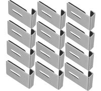 INOOMP 12 pièces Kit Pinces Fixation Miroir Acier Inoxydable Taille L avec Patins Caoutchouc pour Support Mural sans Perçage Clips Carrés Robustes pour Verre Usage Résidentiel et
