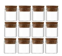 INOOMP 12 pièces Lot de Flacons Verre Multi-usage avec Bouchons Bois Petites Bouteilles Étanches pour Stockage de Thé Fleurs Séchées et Messages Souhaits Tubes Verre Transparent
