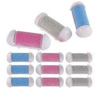 INOOMP 12 Rouleaux de Rechange pour Lime Électrique Pédicure, Têtes de Râpe Abrasives pour Soin Pied Peau Morte, Accessoires Bleu, Gris Clair et Rose, Kit 12 Pièces Compatibles Ponceuse