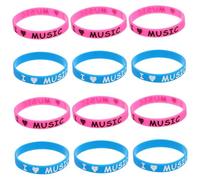 INOOMP 12pièces Bracelets Silicones Colorés i Love Music De Accessoires Pour Festivals Et Concerts Élastiques Et Confortables Pour Afficher Votre Passion Musicale
