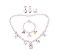 INOOMP 1Ensemble Bijoux pour Collier et Bracelet Perles Boucles Oreilles Design de Princesse Coffret pour Filles