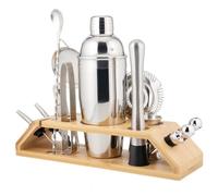 INOOMP 1ensemble Set Kit Cocktail Professionnel Acier Inoxydable avec Support Bambou Accessoires de Bar Organisés pour Maison Café et Bar