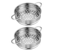 INOOMP 2 paniers vapeur en acier inoxydable, insert pour cuiseur vapeur en | Panier vapeur rond avec double poignée, plateau vapeur pour casserole, wok, cuiseur électrique, diamètre de casserole