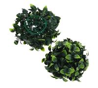INOOMP 2 Pièces boule de gazon artificiel balle faux pendaison boules de cèdre boule verte simulée fausse boule topiaire boule topiaire ronde boule de buis artificielle Plastique