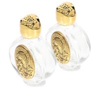 INOOMP 2 pièces Bouteille Verre Gravée pour Eau Bénite Réutilisable Flacon Vide Portable pour Huiles Essentielles et Fragrances Esthétique et Cadeau pour Fêtes et Usage Familial