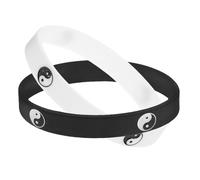 INOOMP 2 pièces Bracelet Silicone Symbole Chinois Unisexe Style Taï Chi Noir et Blanc Confortable et Lisse Accessoire Mode Femme Homme