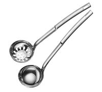 INOOMP 2 pièces Cuillère à Soupe Inox Longue Poignée Set pour Hot Pot avec Écumoire Ergonomique Résistante et Crochet de Suspension Pratique