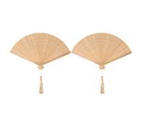 INOOMP 2 Pièces Éventail Pliable à Main en Bambou, Style Vintage, Léger | Pendentif Décoratif, Format Compact, Glisse Paquet, pour Cérémonies, Théâtre et Tenues Nuptiales